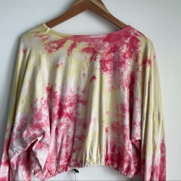 Southern spirit tie dye long sleeve cropped top with drawstring cuffs and hem - Picture 7 of 7